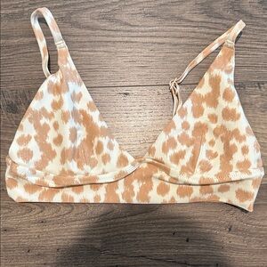 aerie Cream & Tan Leopard Triangle Bikini Top
